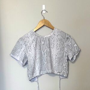 Urban Planet Snake Print Tie Back Crop Top